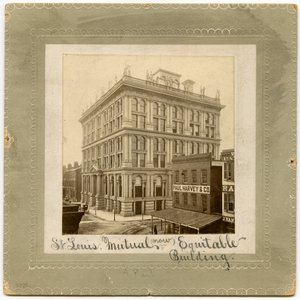 Photograph of a Six-Story Building with Figures Along the Top. Also Called St. Louis Life Insurance Building by Unknown